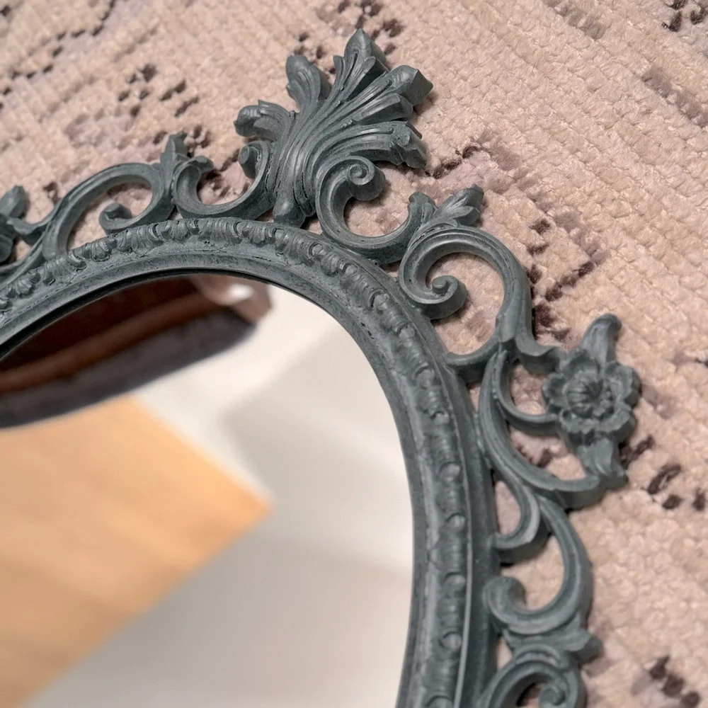 Blue Plastic Mirror Ornate Mirror Hollywood Regency